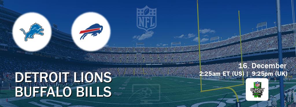 You can watch game live between Detroit Lions and Buffalo Bills on NFL Sunday Ticket(US).