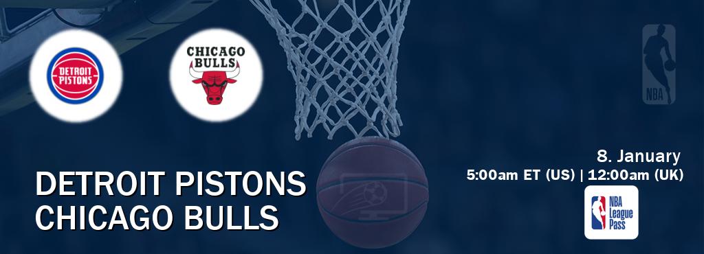 You can watch game live between Detroit Pistons and Chicago Bulls on NBA League Pass. You can watch game live between Detroit Pistons and Chicago Bulls on NBA League Pass.