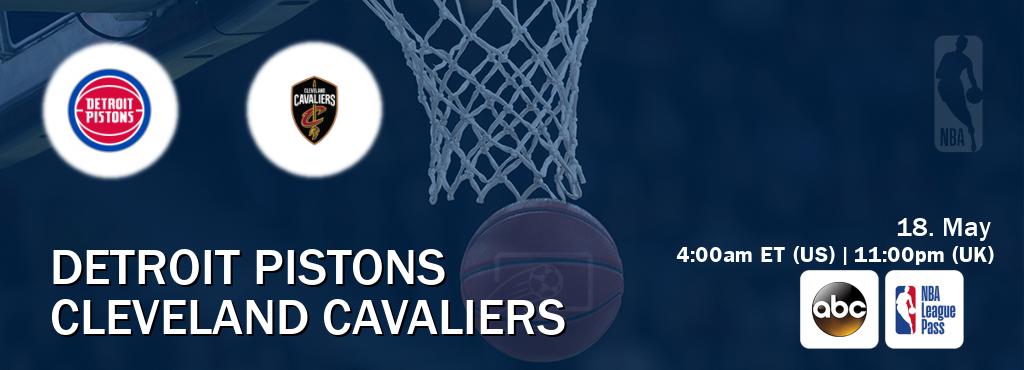 You can watch game live between Detroit Pistons and Cleveland Cavaliers on ABC(US) and NBA League Pass.