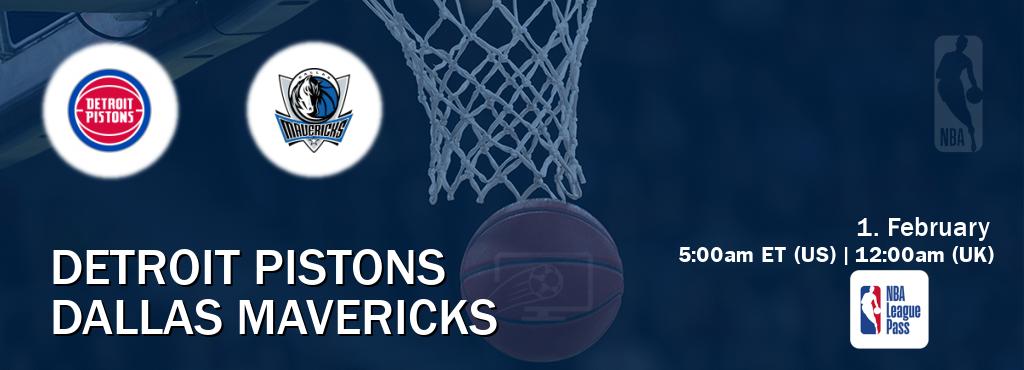 You can watch game live between Detroit Pistons and Dallas Mavericks on NBA League Pass.