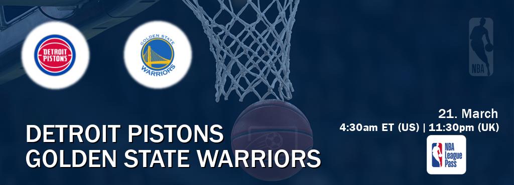 You can watch game live between Detroit Pistons and Golden State Warriors on NBA League Pass.