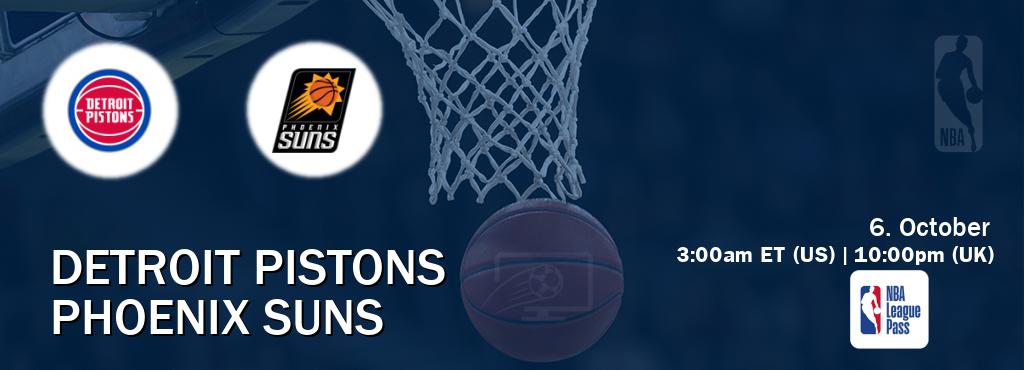 You can watch game live between Detroit Pistons and Phoenix Suns on NBA League Pass. You can watch game live between Detroit Pistons and Phoenix Suns on NBA League Pass.