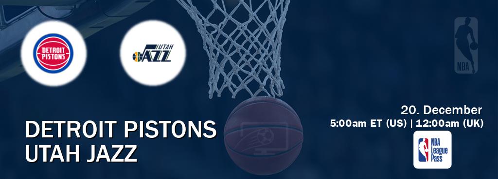 You can watch game live between Detroit Pistons and Utah Jazz on NBA League Pass.