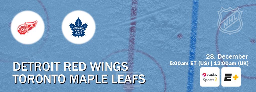 You can watch game live between Detroit Red Wings and Toronto Maple Leafs on Viaplay Sports 2(UK) and ESPN+(US).