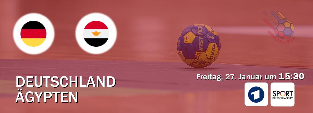 Das Spiel zwischen Deutschland und Ägypten wird am Freitag, 27. Januar um  15:30, live vom Das Erste und Sportdeutschland.TV übertragen.