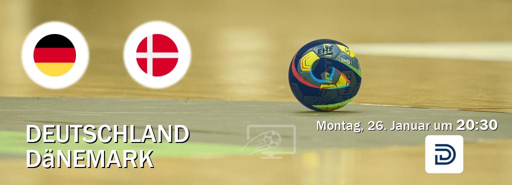 Das Spiel zwischen Deutschland und Dänemark wird am Montag, 26. Januar um 20:30, live vom DYN übertragen. Das Spiel zwischen Deutschland und Dänemark wird am Montag, 26. Januar um 20:30, live vom DYN übertragen.