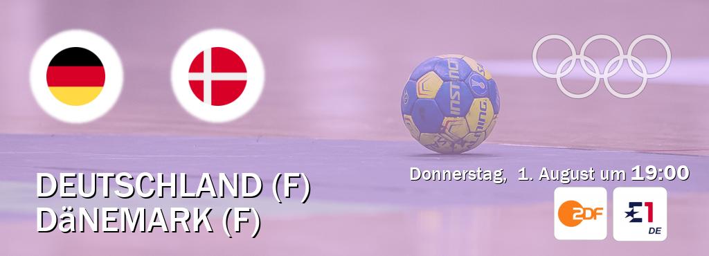 Das Spiel zwischen Deutschland (F) und Dänemark (F) wird am Donnerstag,  1. August um  19:00, live vom ZDF und Eurosport 1 übertragen.