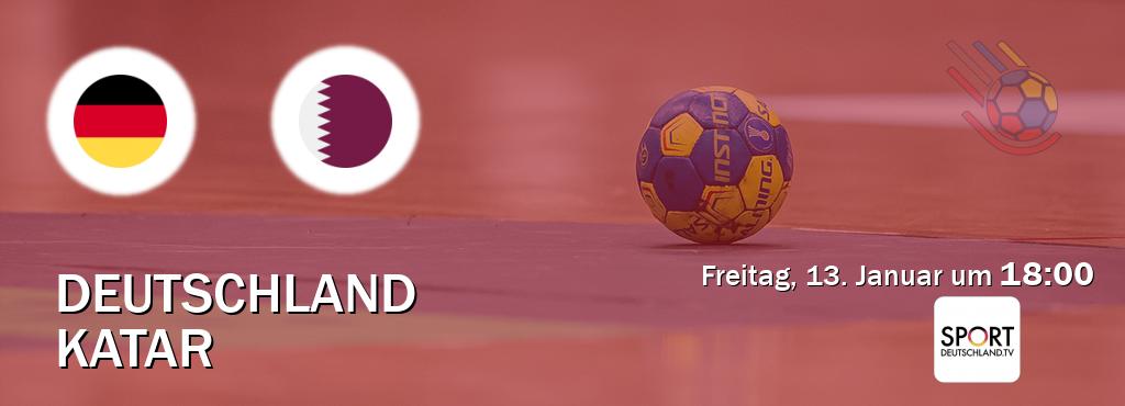Das Spiel zwischen Deutschland und Katar wird am Freitag, 13. Januar um  18:00, live vom Sportdeutschland.TV übertragen.