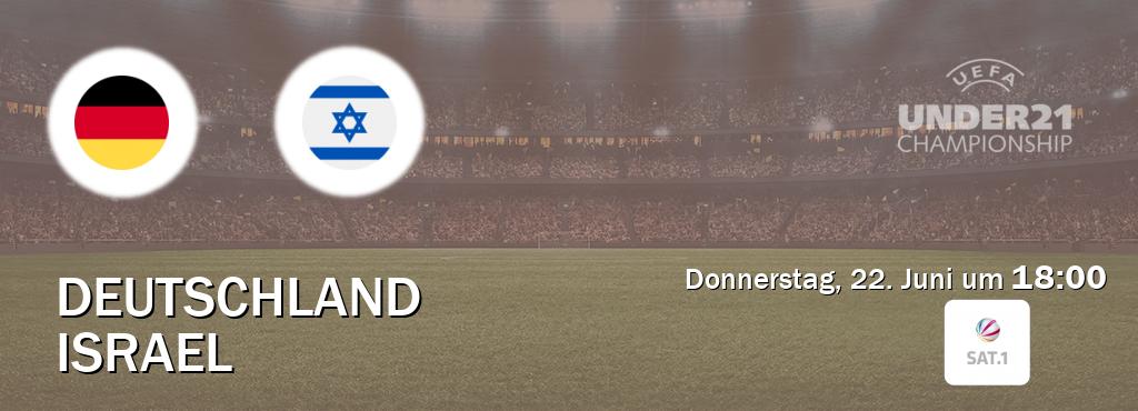 Das Spiel zwischen Deutschland U21 und Israel U21 wird am Donnerstag, 22. Juni um  18:00, live vom SAT.1 übertragen.