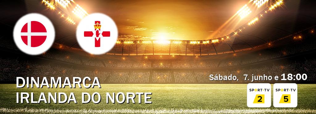 Jogo entre Dinamarca e Irlanda do Norte tem emissão Sport TV 2, Sport TV 5 (sábado,  7. junho e  18:00).