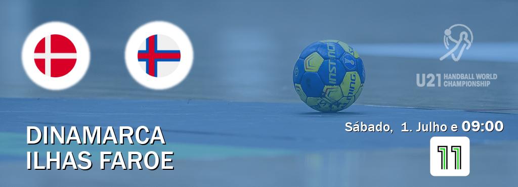 Jogo entre Dinamarca U21 e Ilhas Faroe U21 tem emissão Canal 11 (Sábado,  1. Julho e  09:00).