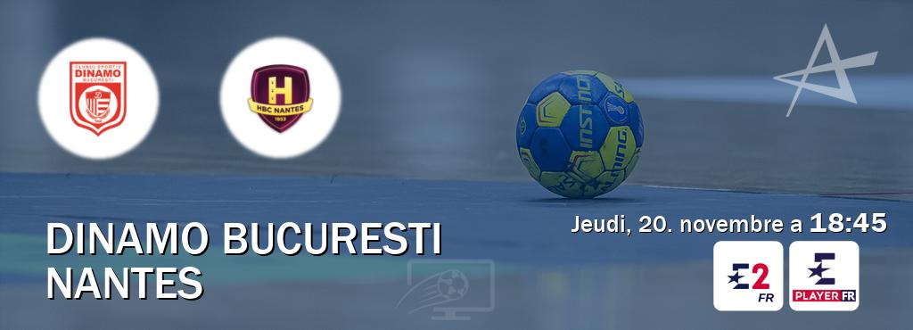 Match entre Dinamo Bucuresti et Nantes en direct à la Eurosport 2 et Eurosport Player FR (jeudi, 20. novembre a  18:45).