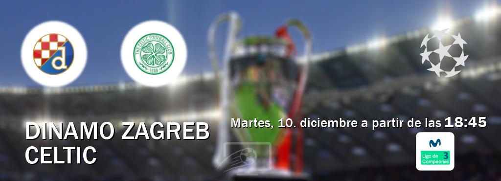 El partido entre Dinamo Zagreb y Celtic será retransmitido por Movistar Liga de Campeones 3 (martes, 10. diciembre a partir de las  18:45).