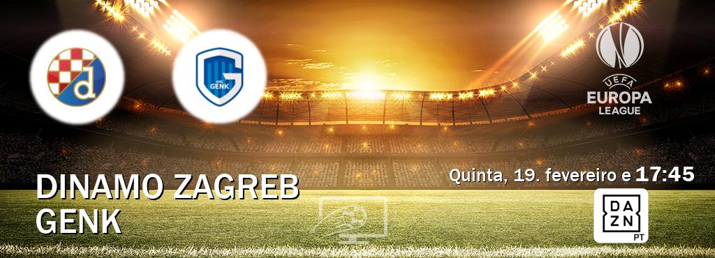 Jogo entre Dinamo Zagreb e Genk tem emissão DAZN (quinta, 19. fevereiro e  17:45).