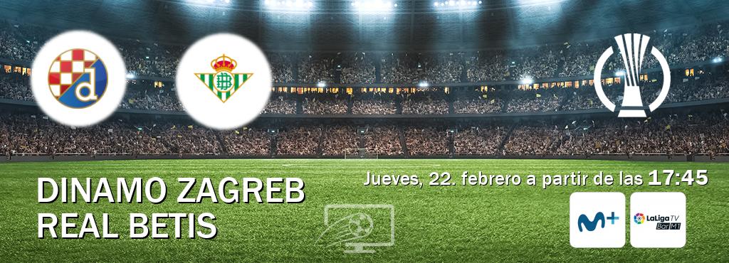 El partido entre Dinamo Zagreb y Real Betis será retransmitido por Movistar Liga de Campeones  y La Liga TV Bar M1 (jueves, 22. febrero a partir de las  17:45).