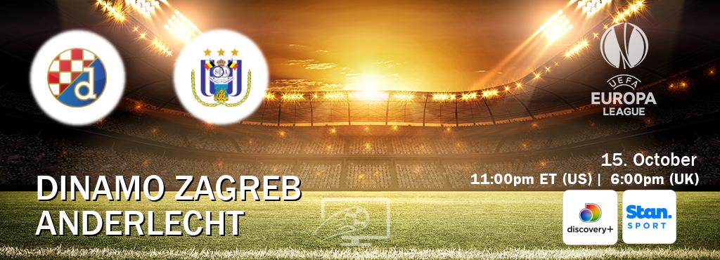 You can watch game live between Dinamo Zagreb and Anderlecht on Discovery +(UK) and Stan Sport(AU). You can watch game live between Dinamo Zagreb and Anderlecht on Discovery +(UK) and Stan Sport(AU).