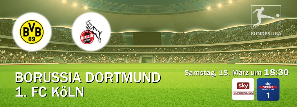 Das Spiel zwischen Borussia Dortmund und 1. FC Köln wird am Samstag, 18. März um  18:30, live vom Sky Bundesliga und Sky Bundesliga 1 übertragen.
