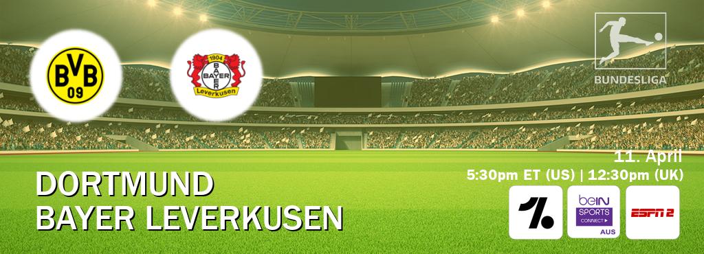 You can watch game live between Dortmund and Bayer Leverkusen on OneFootball, beIN Sports Connect(AU), ESPN2(US).