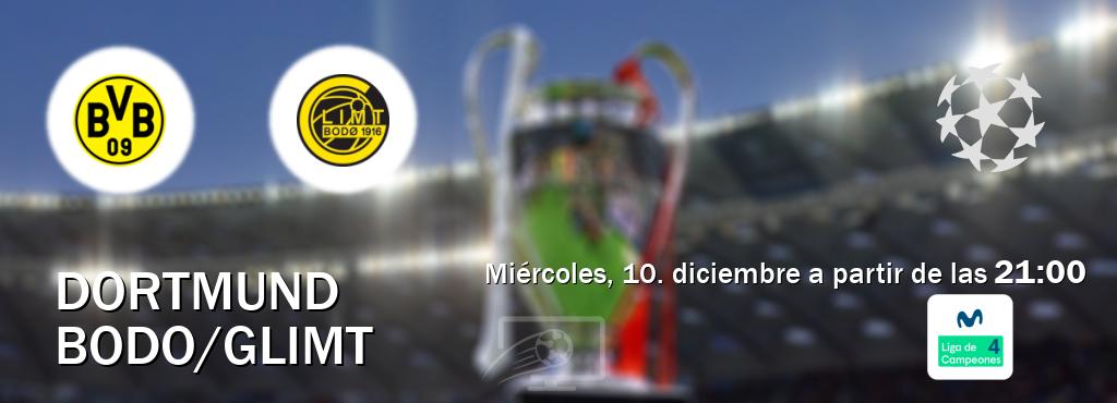 El partido entre Dortmund y Bodo/Glimt será retransmitido por Movistar Liga de Campeones 4 (miércoles, 10. diciembre a partir de las  21:00).