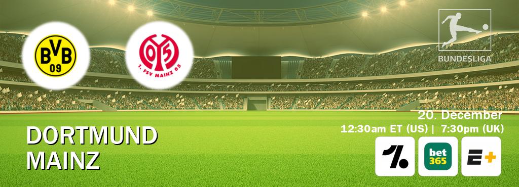 You can watch game live between Dortmund and Mainz on OneFootball, bet365(UK), ESPN+(US).