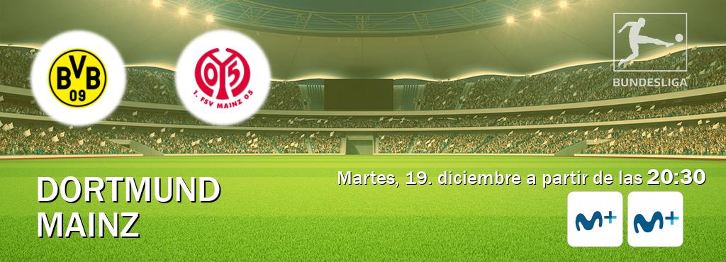 El partido entre Dortmund y Mainz será retransmitido por Movistar Liga de Campeones  y Moviestar+ (martes, 19. diciembre a partir de las  20:30).