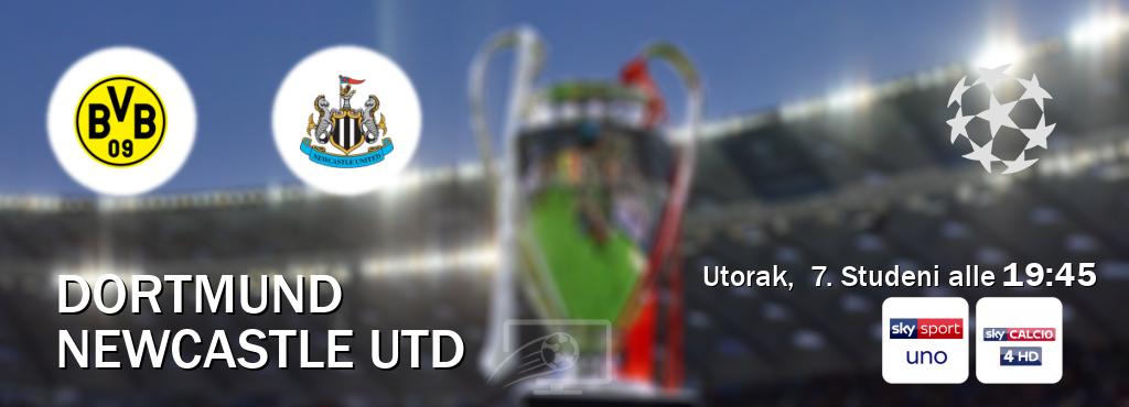 Il match Dortmund - Newcastle Utd sarà trasmesso in diretta TV su Sky Sport Uno e Sky Calcio 4 (ore 19:45)