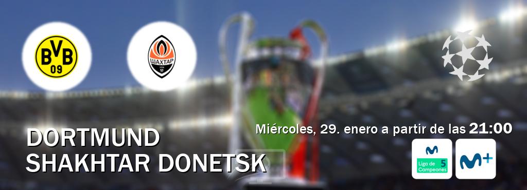 El partido entre Dortmund y Shakhtar Donetsk será retransmitido por Movistar Liga de Campeones 5 y Movistar+ (miércoles, 29. enero a partir de las  21:00).