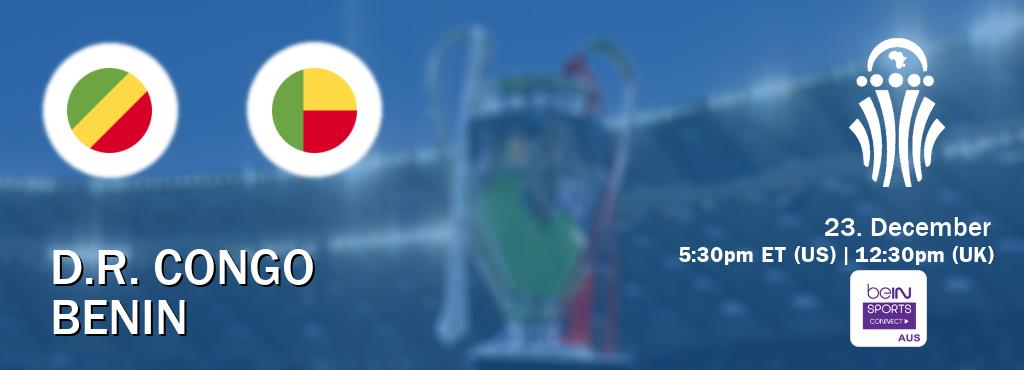 You can watch game live between D.R. Congo and Benin on beIN Sports Connect(AU).