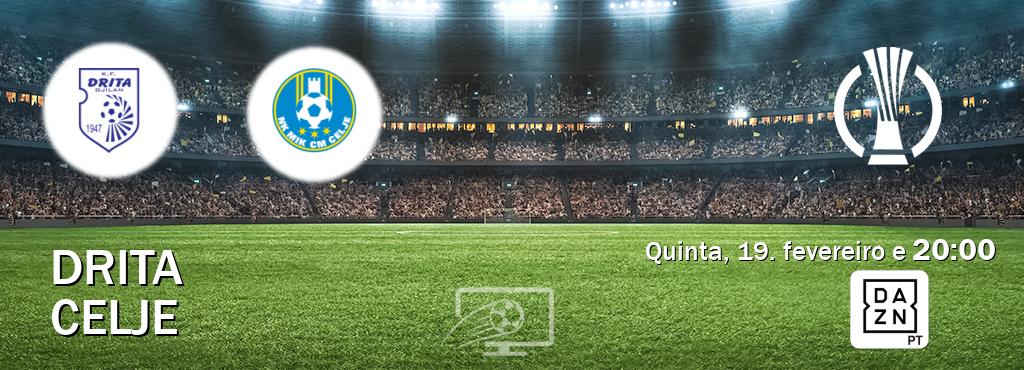 Jogo entre Drita e Celje tem emissão DAZN (quinta, 19. fevereiro e  20:00).