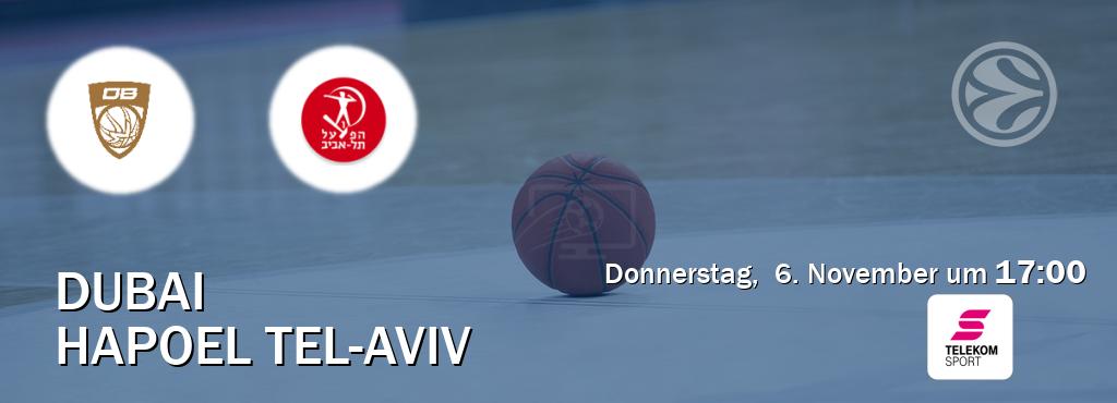 Das Spiel zwischen Dubai und Hapoel Tel-Aviv wird am Donnerstag, 6. November um 17:00, live vom Magenta Sport übertragen. Das Spiel zwischen Dubai und Hapoel Tel-Aviv wird am Donnerstag, 6. November um 17:00, live vom Magenta Sport übertragen.