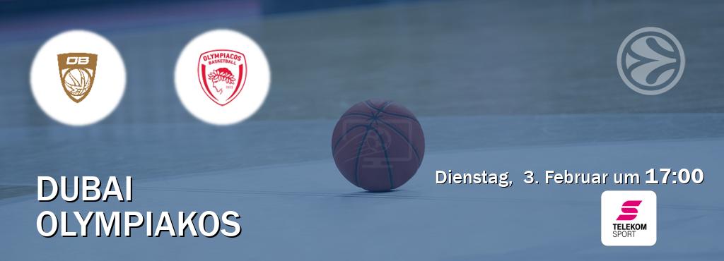 Das Spiel zwischen Dubai und Olympiakos wird am Dienstag,  3. Februar um  17:00, live vom Magenta Sport übertragen.