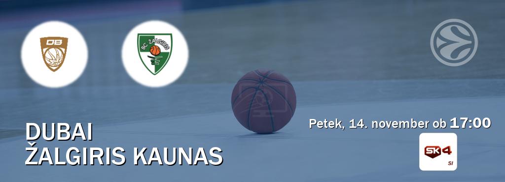 Prenos tekme med Dubai in Žalgiris Kaunas v živo na Sportklub 4 (petek, 14. november ob  17:00 uri).
