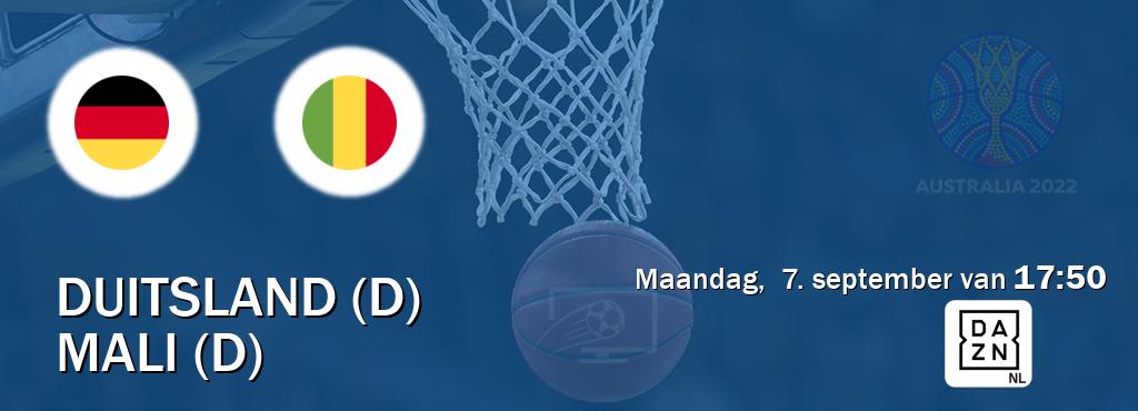 Wedstrijd tussen Duitsland (D) en Mali (D) live op tv bij DAZN (maandag,  7. september van  17:50).