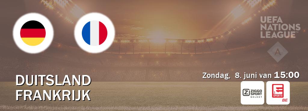 Wedstrijd tussen Duitsland en Frankrijk live op tv bij Ziggo Sport 2, Eleven Sports 1 (zondag,  8. juni van  15:00).