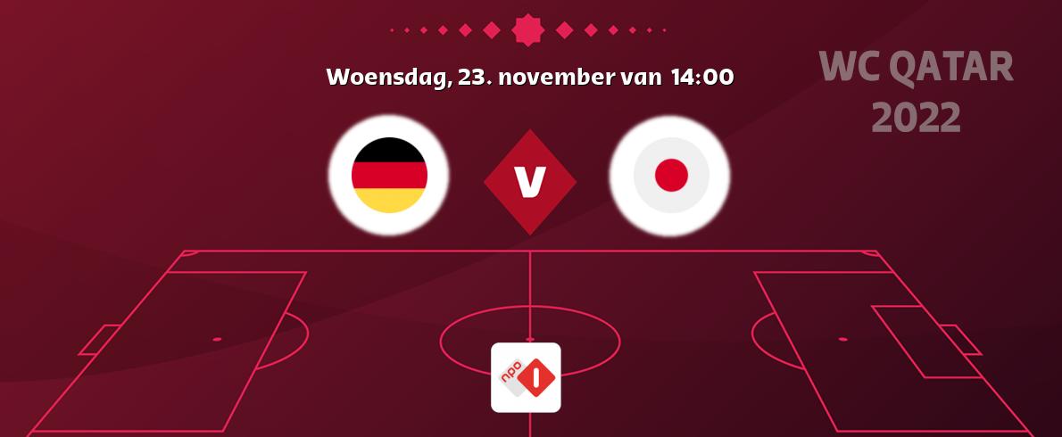Wedstrijd tussen Duitsland en Japan live op tv bij NPO 1 (woensdag, 23. november van  14:00).