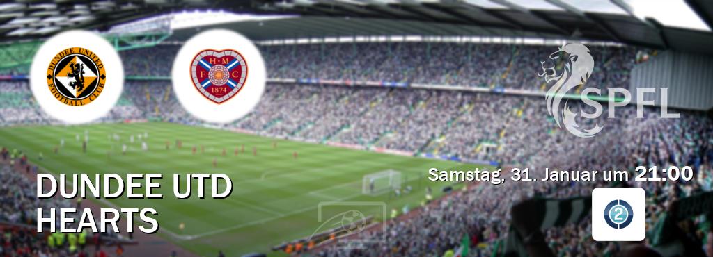 Das Spiel zwischen Dundee Utd und Hearts wird am Samstag, 31. Januar um  21:00, live vom Sportdigital FUSSBALL 2 übertragen.