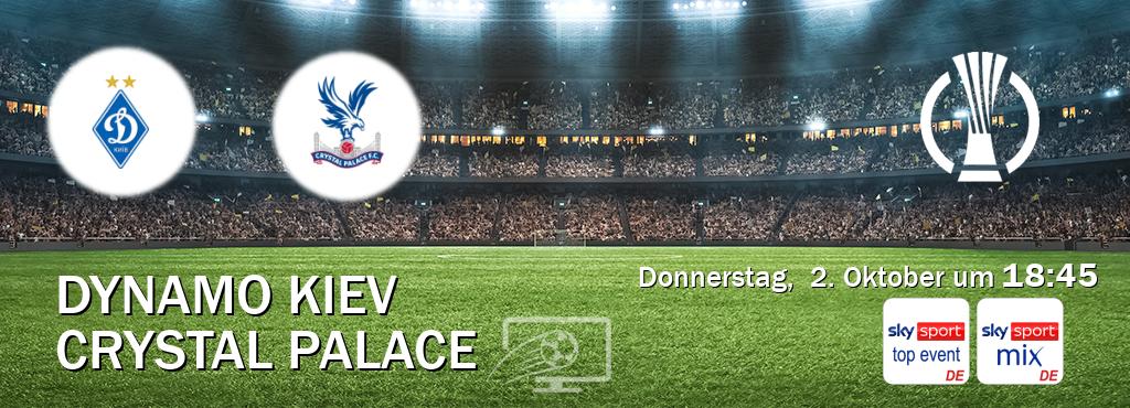 Das Spiel zwischen Dynamo Kiev und Crystal Palace wird am Donnerstag, 2. Oktober um 18:45, live vom Sky Sport Top Event und Sky Sport Mix übertragen. Das Spiel zwischen Dynamo Kiev und Crystal Palace wird am Donnerstag, 2. Oktober um 18:45, live vom Sky Sport Top Event und Sky Sport Mix übertragen.