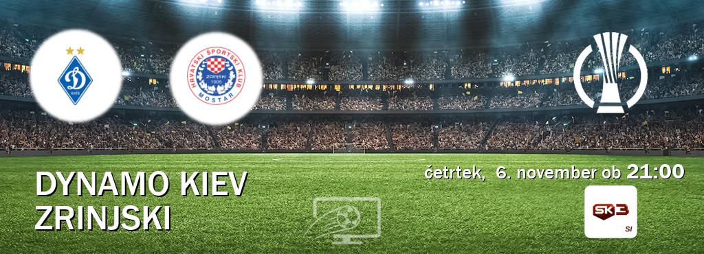 Prenos tekme med Dynamo Kiev in Zrinjski v živo na Sportklub 3 (četrtek,  6. november ob  21:00 uri).