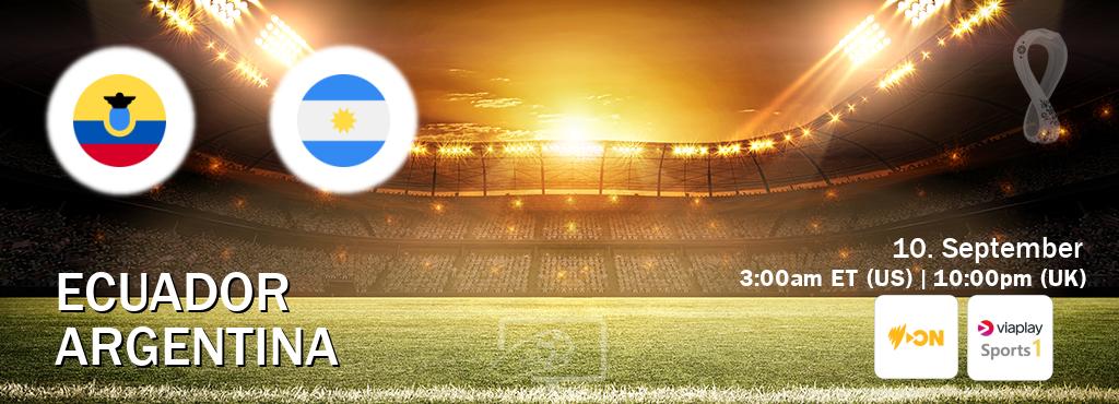 You can watch game live between Ecuador and Argentina on SBS On Demand(AU) and Viaplay Sports 1(UK).