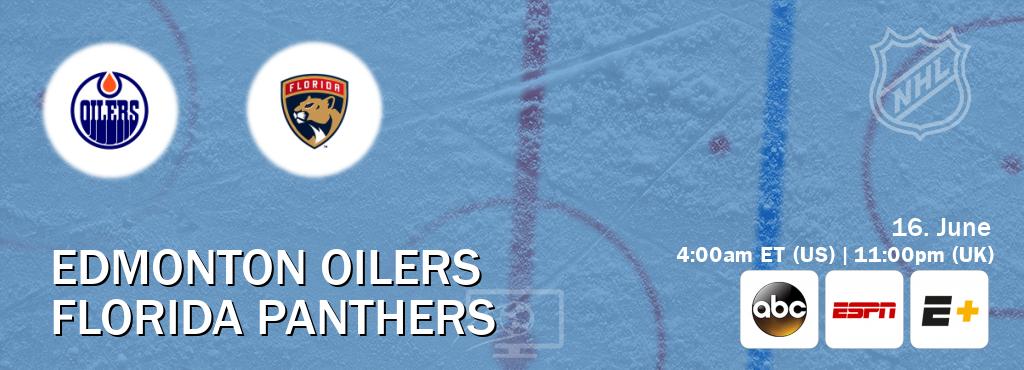 You can watch game live between Edmonton Oilers and Florida Panthers on ABC(US), ESPN(AU), ESPN+(US).