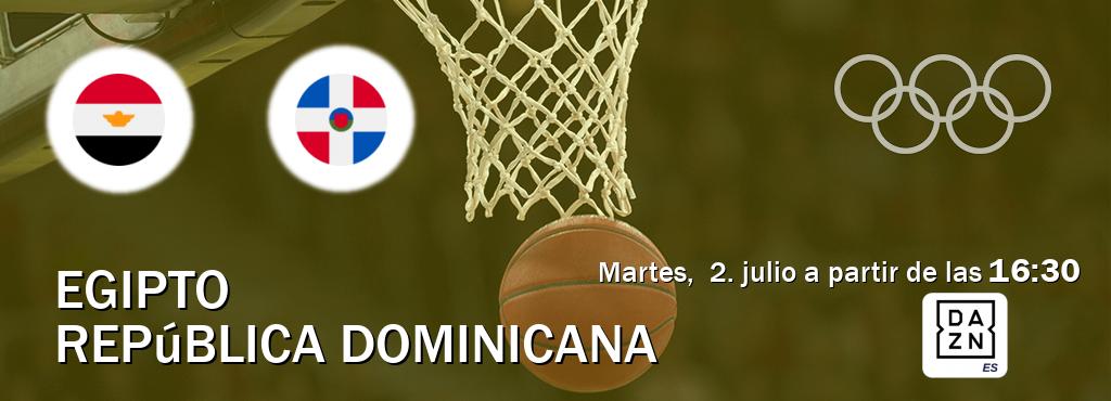 El partido entre Egipto y República Dominicana será retransmitido por DAZN España (martes,  2. julio a partir de las  16:30).