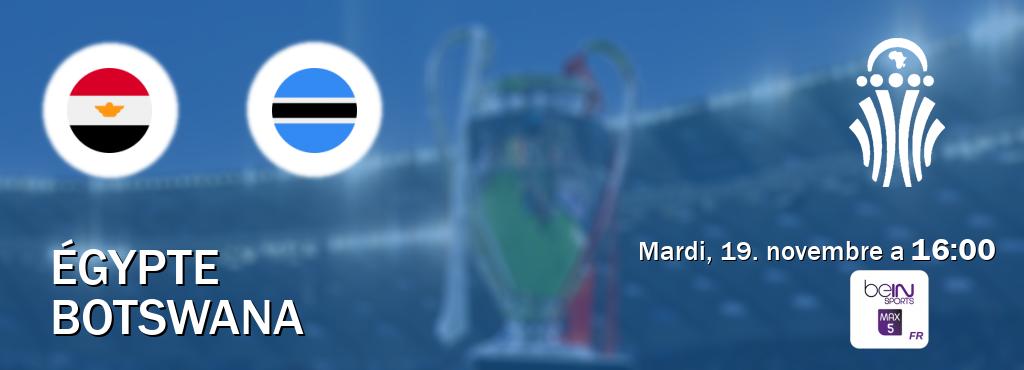 Match entre Égypte et Botswana en direct à la beIN Sports 5 Max (mardi, 19. novembre a  16:00).