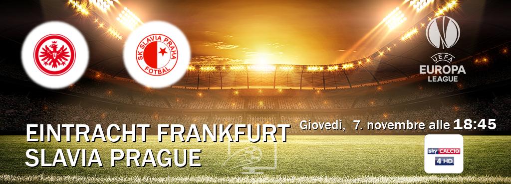 Il match Eintracht Frankfurt - Slavia Prague sarà trasmesso in diretta TV su Sky Calcio 4 (ore 18:45)