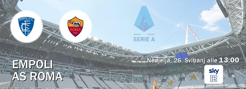 Il match Empoli - AS Roma sarà trasmesso in diretta TV su Sky Sport Bar (ore 13:00)
