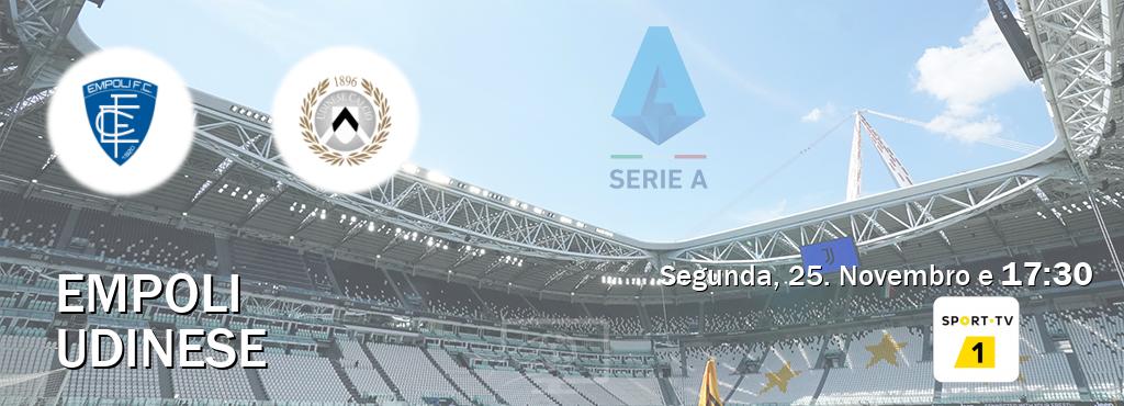 Jogo entre Empoli e Udinese tem emissão Sport TV 1 (Segunda, 25. Novembro e  17:30).