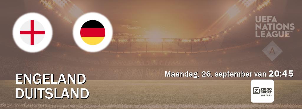 Wedstrijd tussen Engeland en Duitsland live op tv bij Ziggo Voetbal (maandag, 26. september van  20:45).