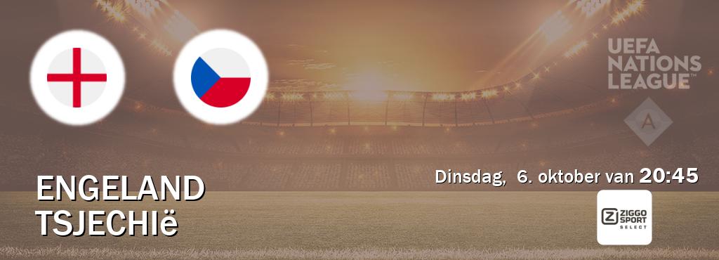 Wedstrijd tussen Engeland en Tsjechië live op tv bij Ziggo Sport 2 (dinsdag,  6. oktober van  20:45).