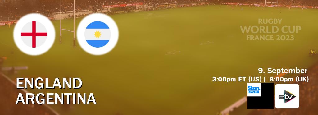 You can watch game live between England and Argentina on Stan Sport(AU) and STV(UK).