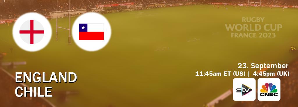 You can watch game live between England and Chile on STV(UK) and CNBC(US).
