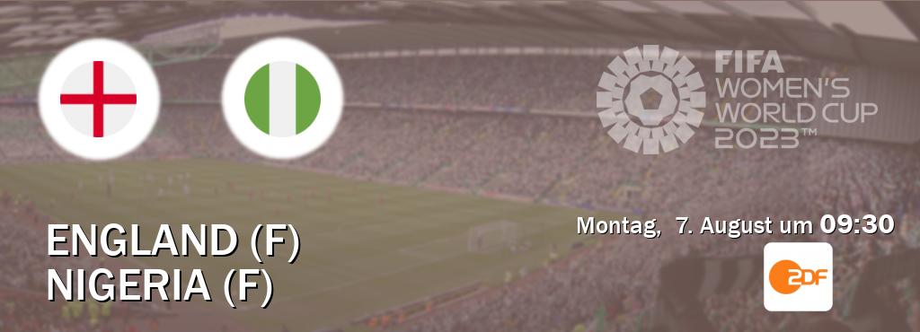 Das Spiel zwischen England (F) und Nigeria (F) wird am Montag,  7. August um  09:30, live vom ZDF übertragen.